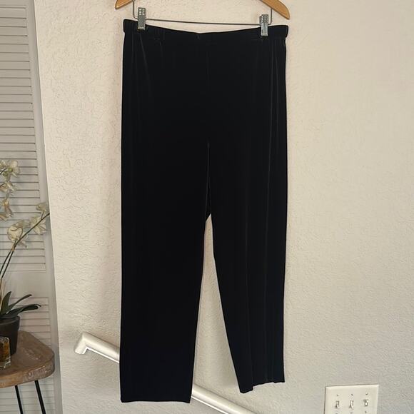NEW Alex Evenings Black Velvet Pants Size XL Petite Stretchy Formal Party Night - Picture 1 of 6